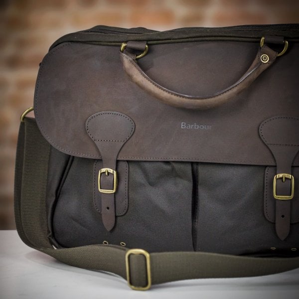 Barbour Waxed Leather Briefcase Olive