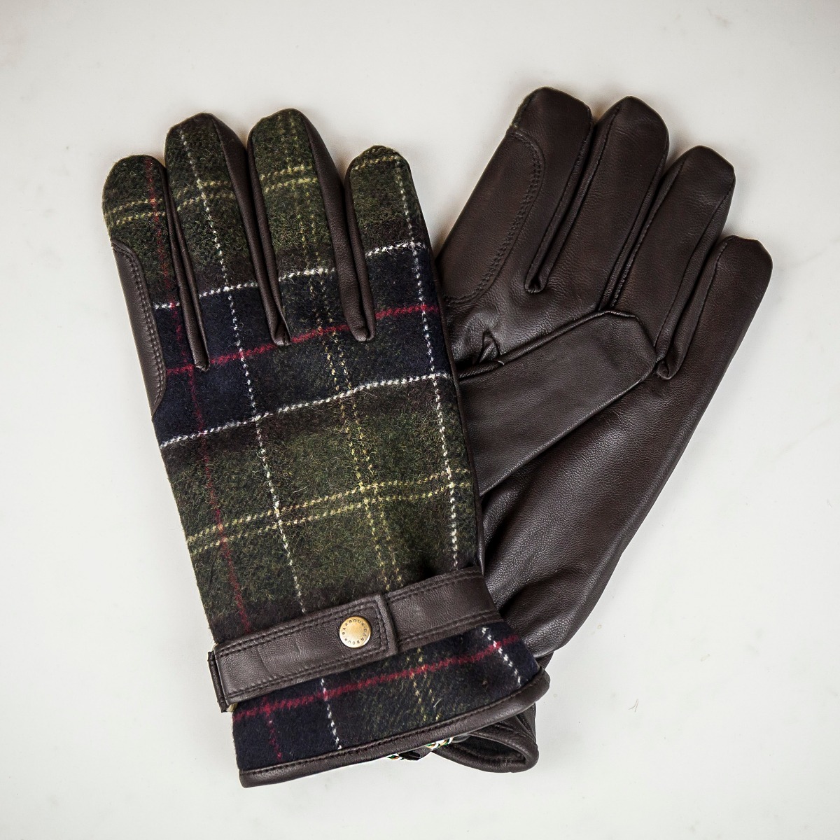 Barbour Newbrough Leather and Tartan Gloves